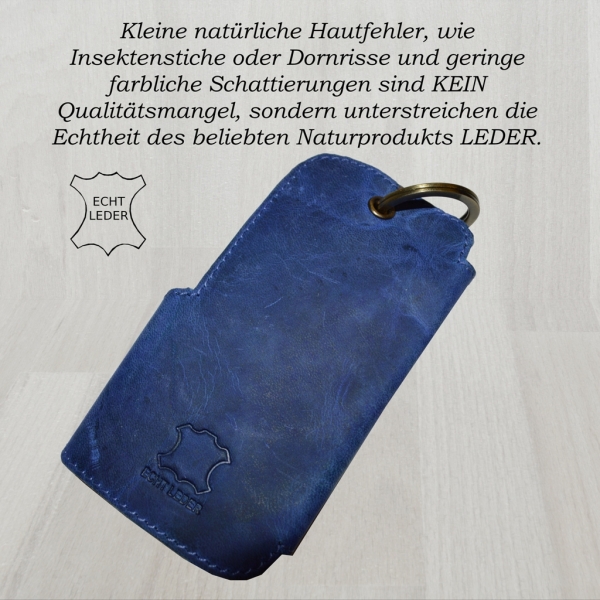 flevado Universal Leder Schlüsseltasche Mäppchen Vollleder großer Schlüsselring Druckknopfverschluss